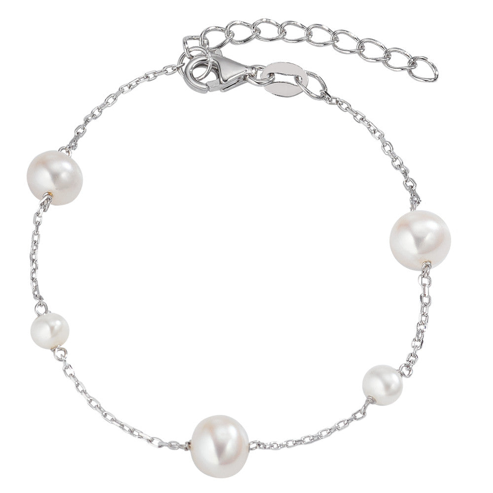 Bracelet Silver Rhodium plated Freshwater pearl 16-18 cm