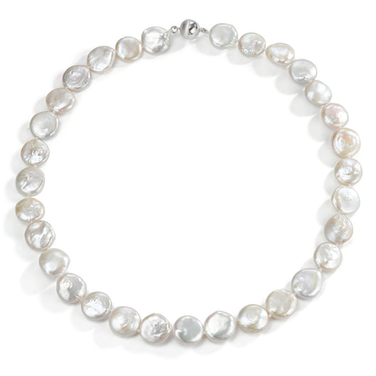 Necklace Silver Rhodium plated Freshwater pearl 45 cm