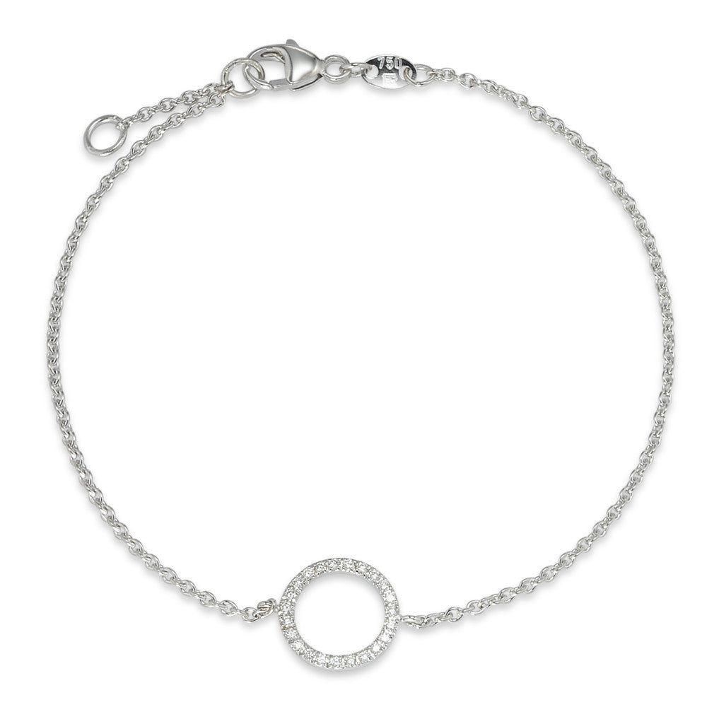 Bracelet 18k White Gold Diamond 0.115 ct, 23 Stones, w-si 17-18 cm Ø10 mm