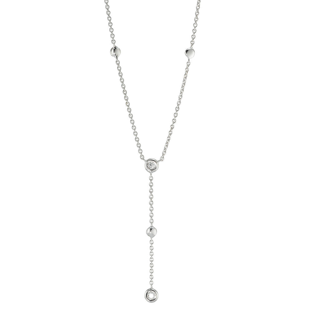 Necklace 18k White Gold Diamond 0.06 ct, 2 Stones, w-si 42 cm