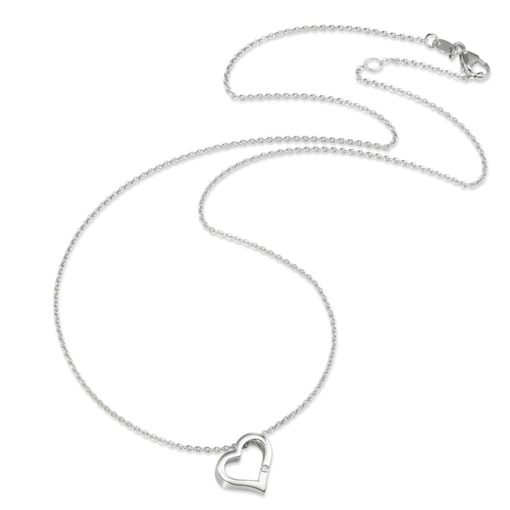 Necklace 18k White Gold Diamond 0.015 ct, w-si Heart 40-42 cm