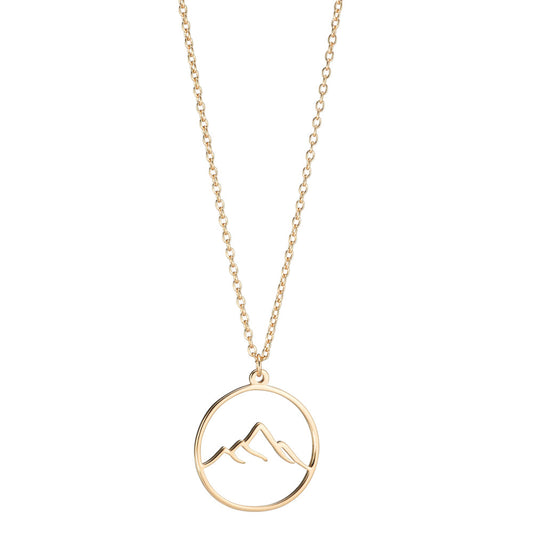 Necklace Silver Yellow Gold plated Mountain 40-45 cm Ø16 mm