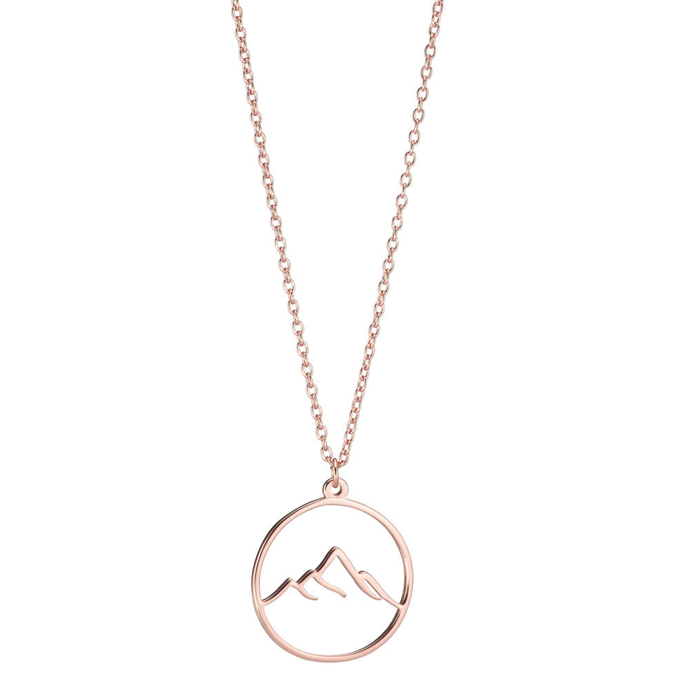 Necklace Silver Rose Gold plated Mountain 40-45 cm Ø16 mm