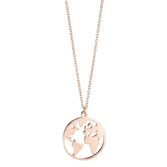 Necklace Silver Rose Gold plated Globe 40-45 cm Ø18 mm