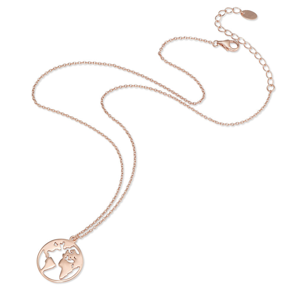 Necklace Silver Rose Gold plated Globe 40-45 cm Ø18 mm