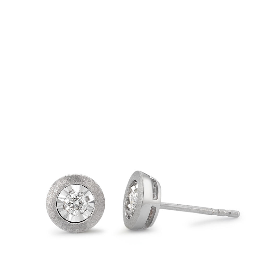 Stud earrings 18k White Gold Diamond 0.10 ct, 2 Stones, w-si Ø6 mm