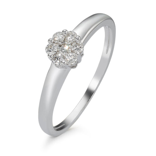 Solitaire ring 18k White Gold Diamond 0.20 ct, 7 Stones, w-si