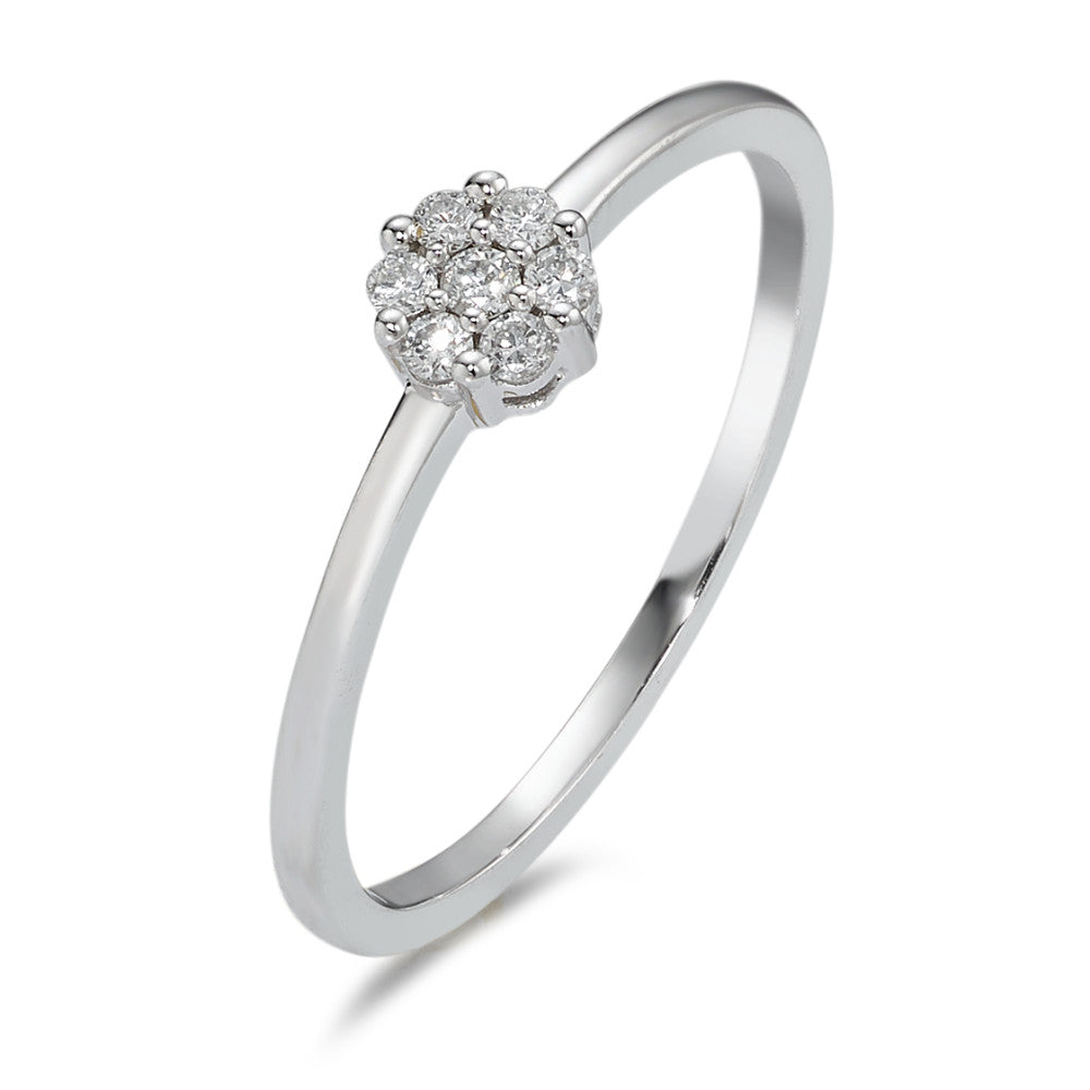 Solitaire ring 18k White Gold Diamond 0.10 ct, 7 Stones, w-si