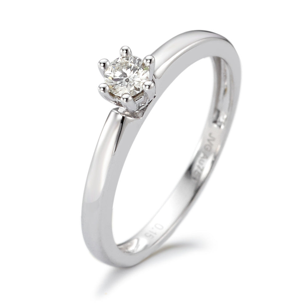 Solitaire ring 18k White Gold Diamond 0.15 ct, w-si