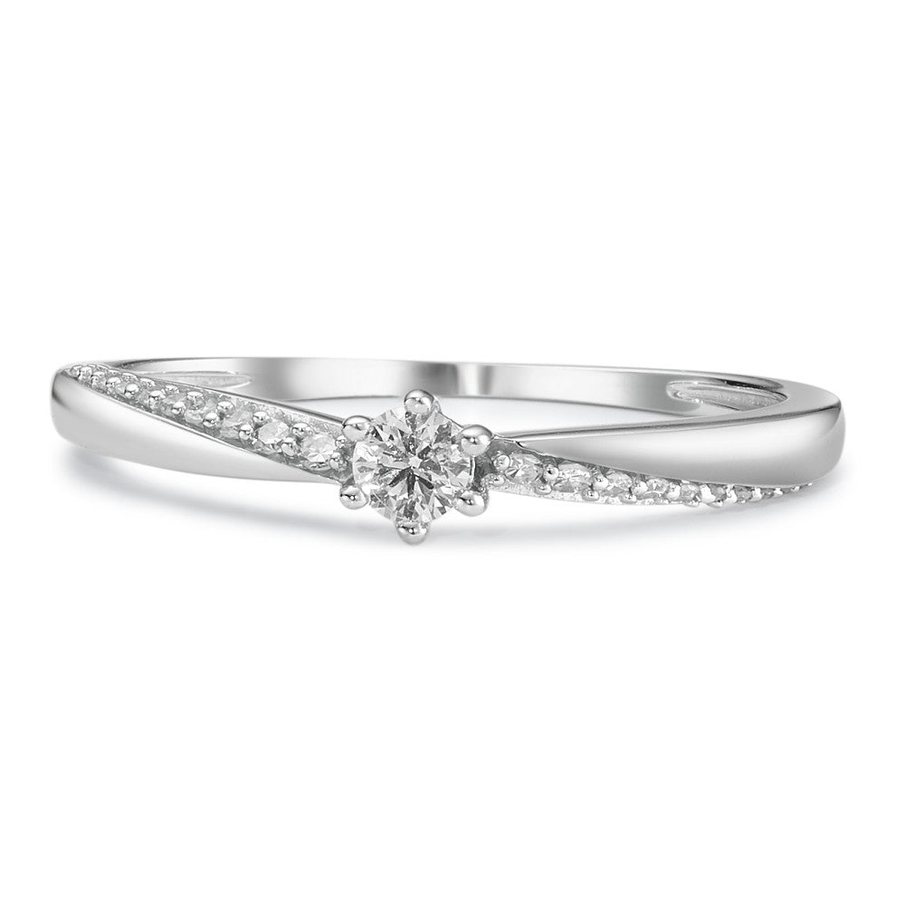 Solitaire ring 18k White Gold Diamond 0.15 ct, 21 Stones, w-si