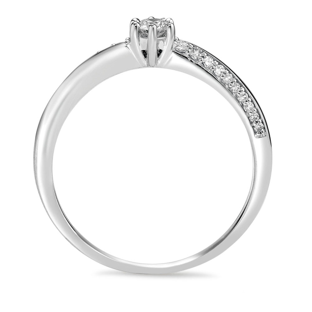 Solitaire ring 18k White Gold Diamond 0.15 ct, 21 Stones, w-si