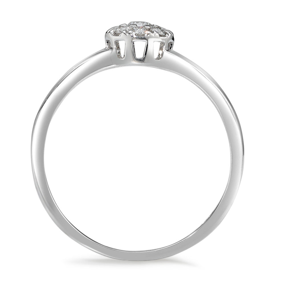 Solitaire ring 18k White Gold Diamond 0.17 ct, 9 Stones, w-si