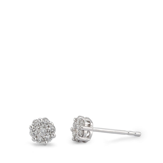 Stud earrings 18k White Gold Diamond 0.25 ct, 18 Stones, w-si Ø5 mm