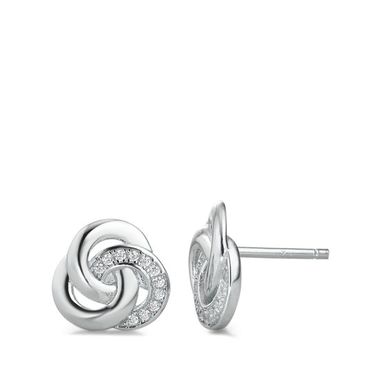 Stud earrings Silver Zirconia 22 Stones Rhodium plated Ø10 mm