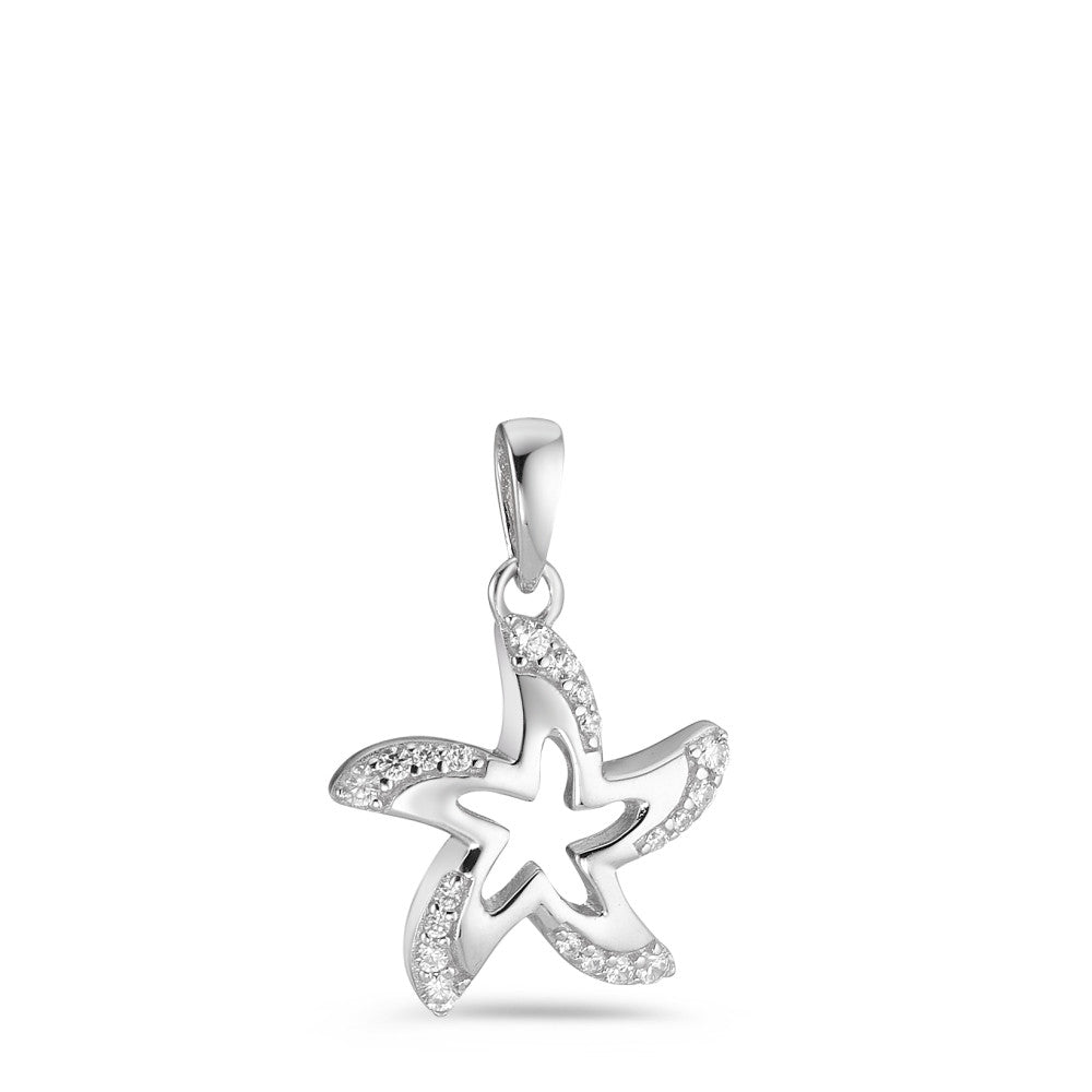 Pendant Silver Zirconia 20 Stones Rhodium plated Starfish Ø15 mm