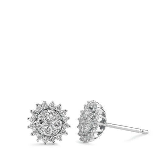 Stud earrings 9k White Gold Diamond 0.50 ct, 50 Stones, w-pi3 Ø8.5 mm