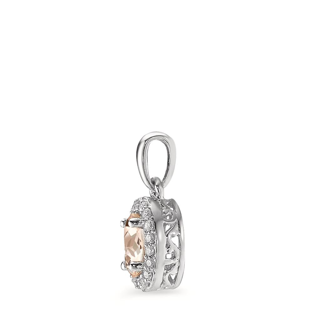 Pendant 9k White Gold Morganite Champagne, 0.36 ct, oval, Diamond White, 0.06 ct, 18 Stones, w-pi3