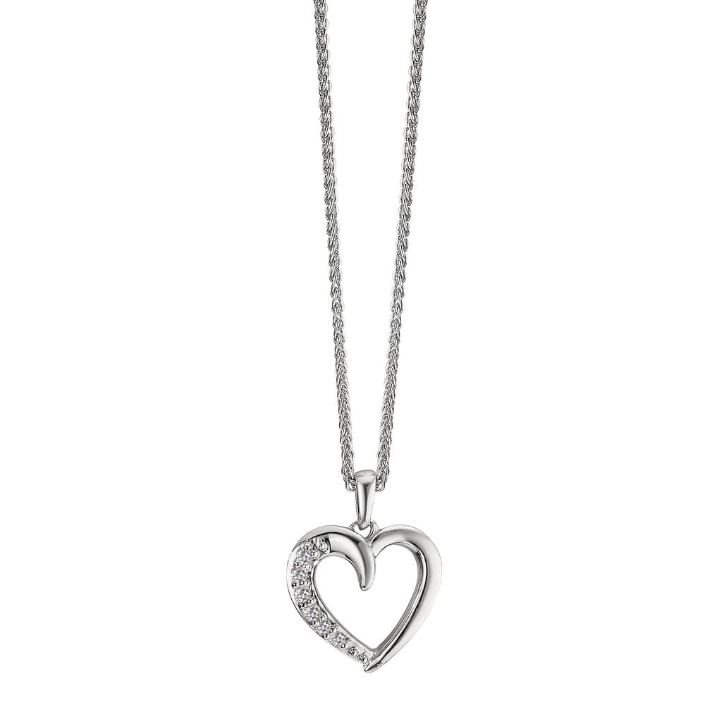 Pendant 9k White Gold Diamond 0.06 ct, 6 Stones, w-pi3 Heart Ø12 mm