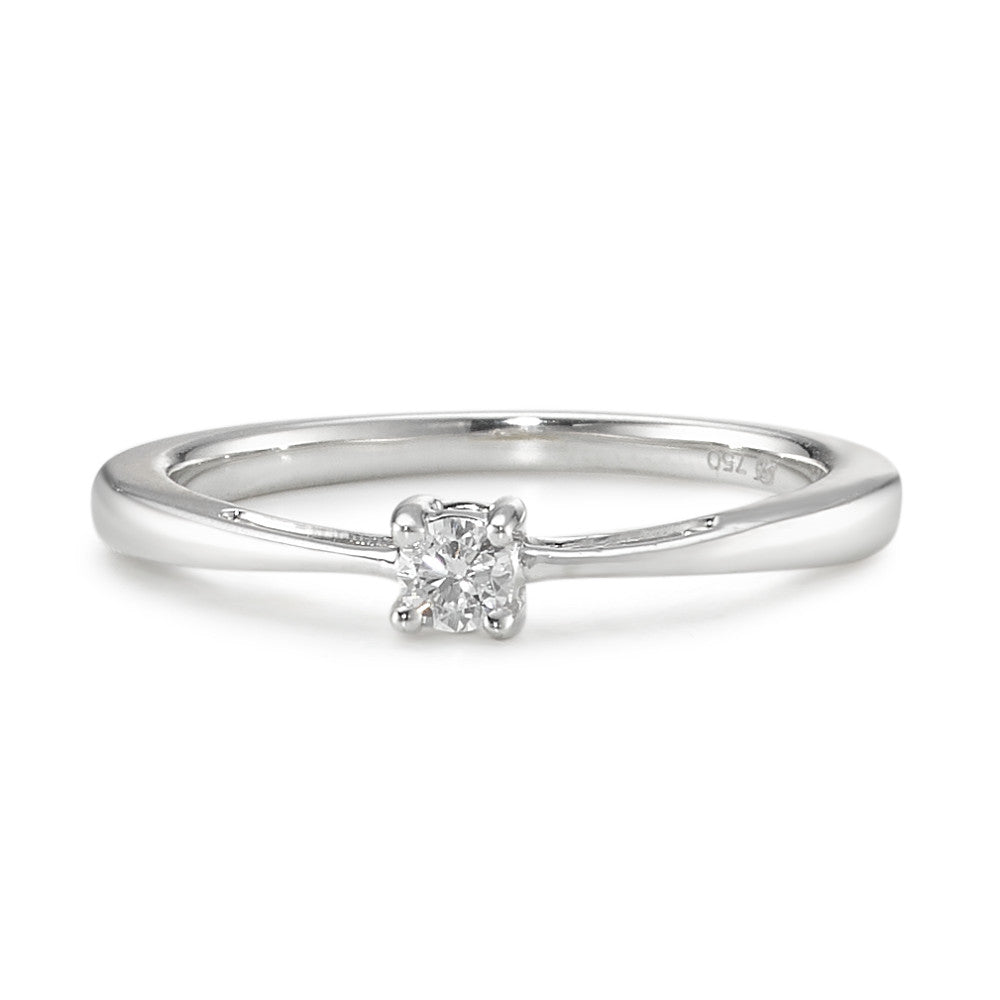 Solitaire ring 18k White Gold Diamond 0.10 ct, w-si