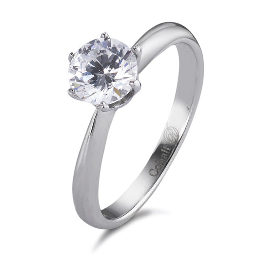 Solitaire ring Cobalt Zirconia White