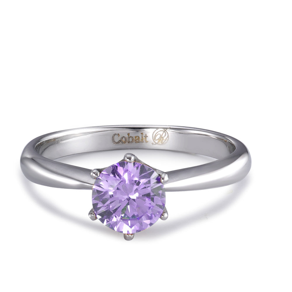 Solitaire ring Cobalt Zirconia Violet