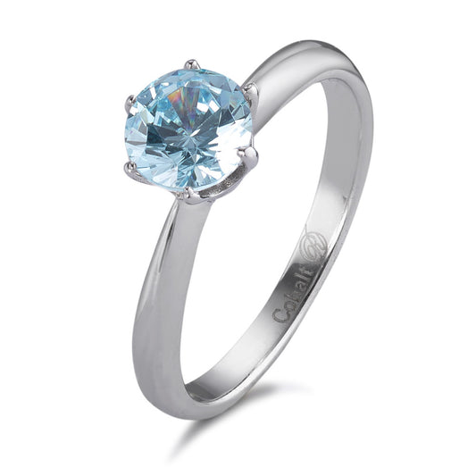 Solitaire ring Cobalt Zirconia Aqua