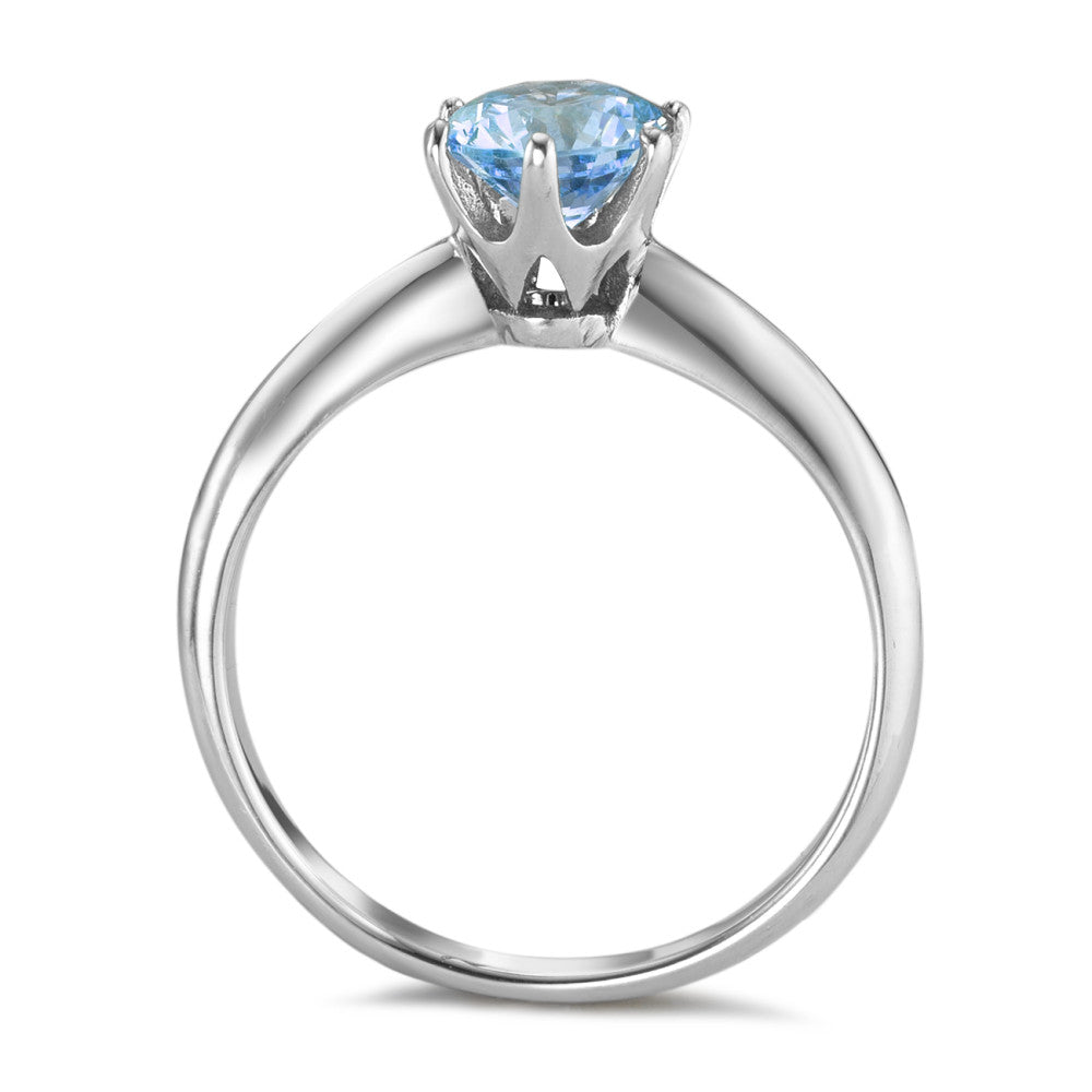 Solitaire ring Cobalt Zirconia Aqua