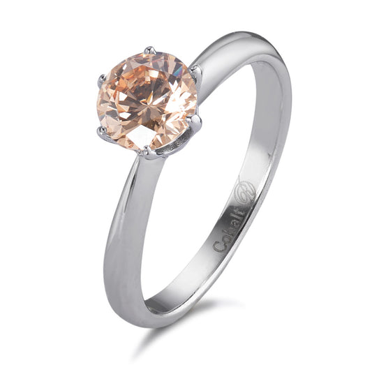 Solitaire ring Cobalt Zirconia Champagne