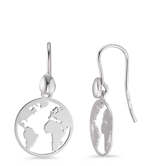 Drop Earrings Silver Rhodium plated Globe Ø15 mm
