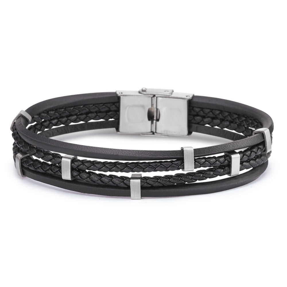 Bracelet Leather, Stainless steel 21.5 cm