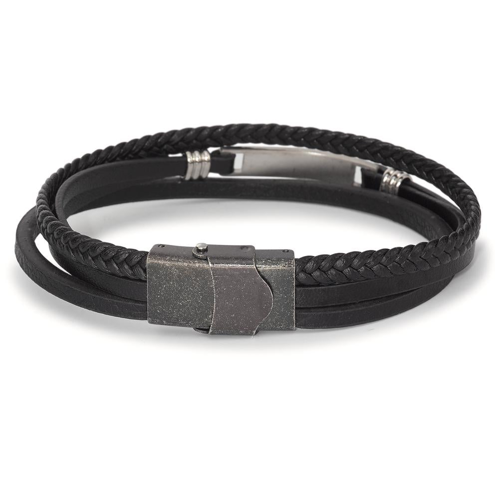 Bracelet Leather, Stainless steel 21 cm