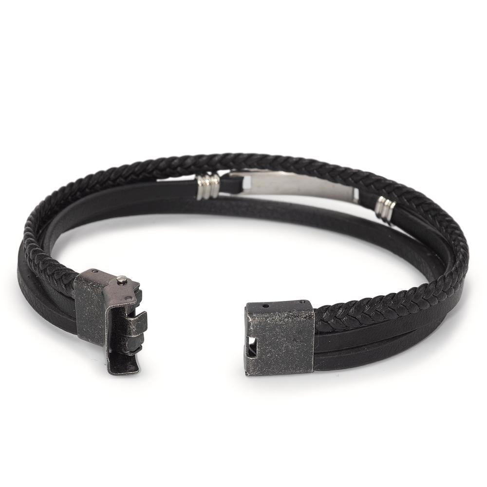 Bracelet Leather, Stainless steel 21 cm