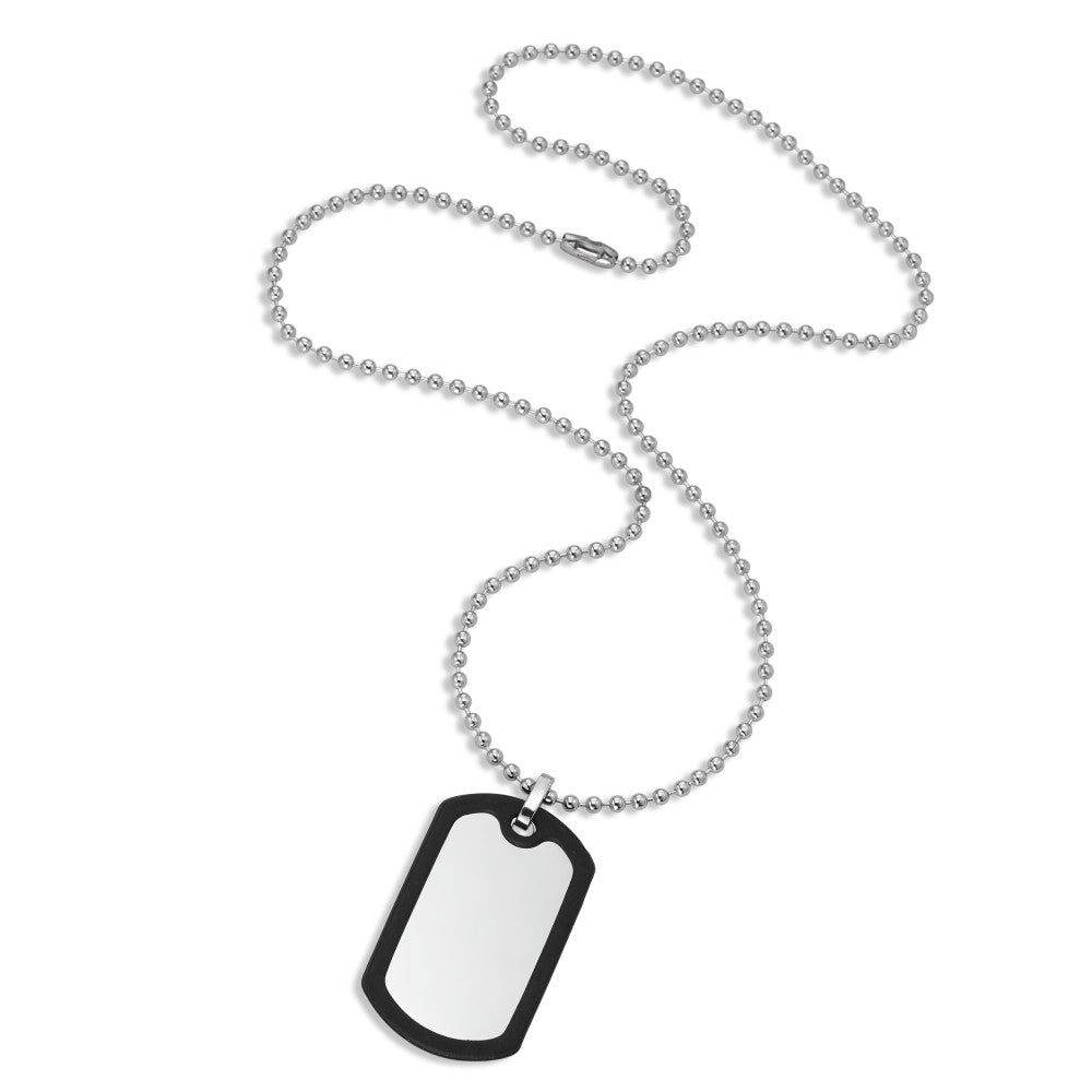 Engravable pendant Stainless steel, Rubber 50 cm