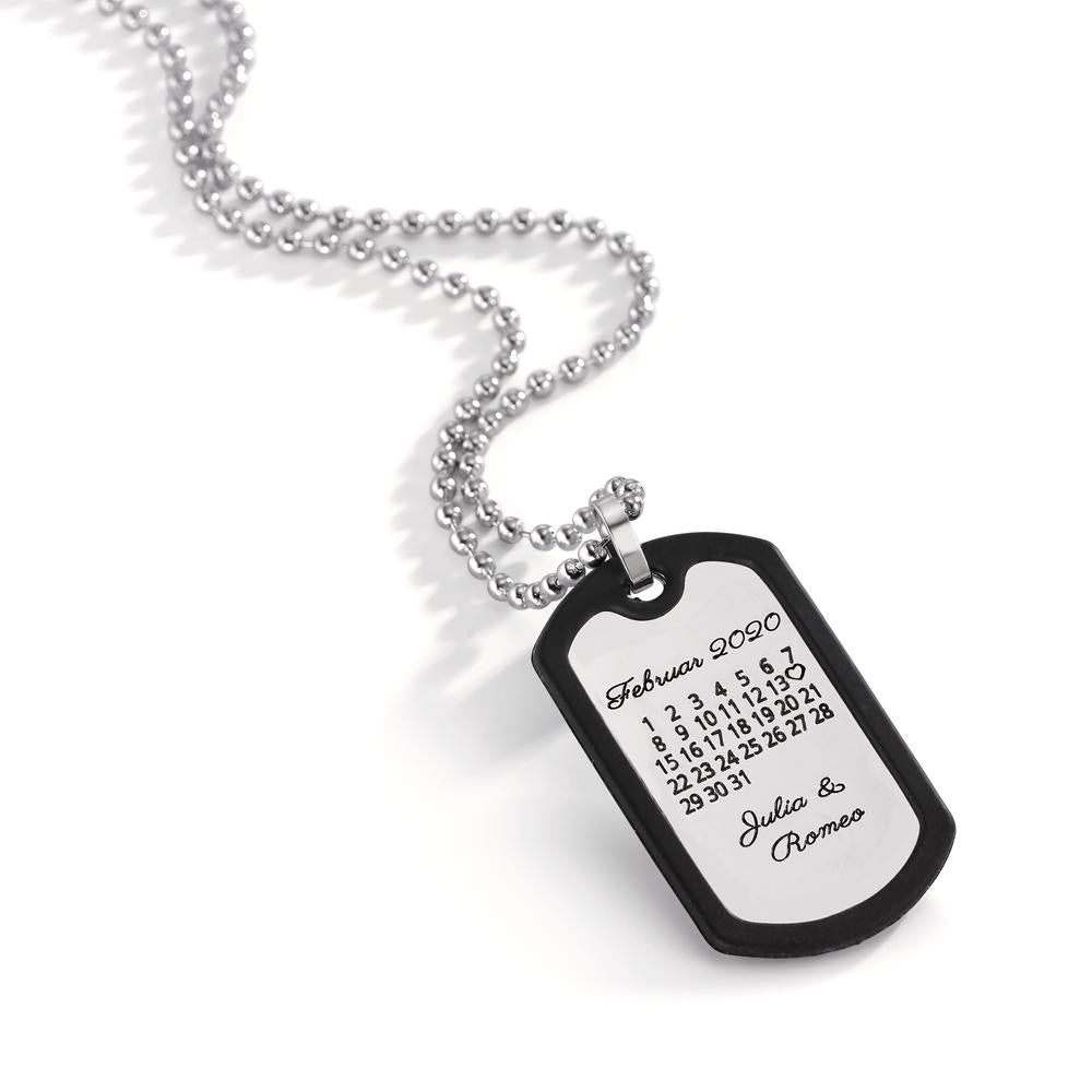 Engravable pendant Stainless steel, Rubber 50 cm