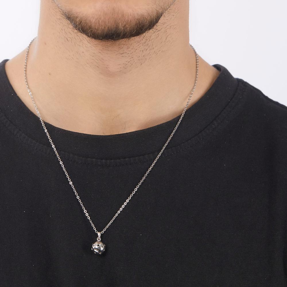 Necklace with pendant Stainless steel Black IP coated Football 45-50 cm