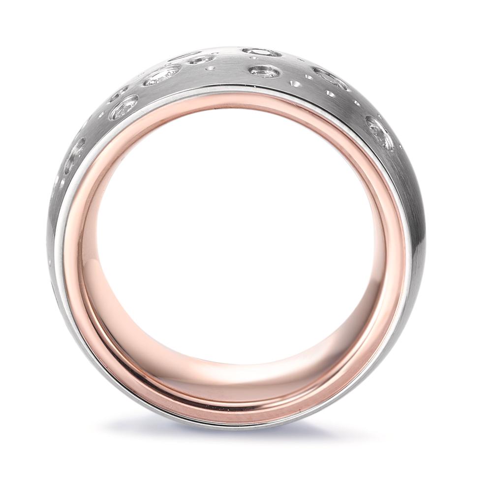 Ring Stainless steel Zirconia 19 Stones Rose IP coated