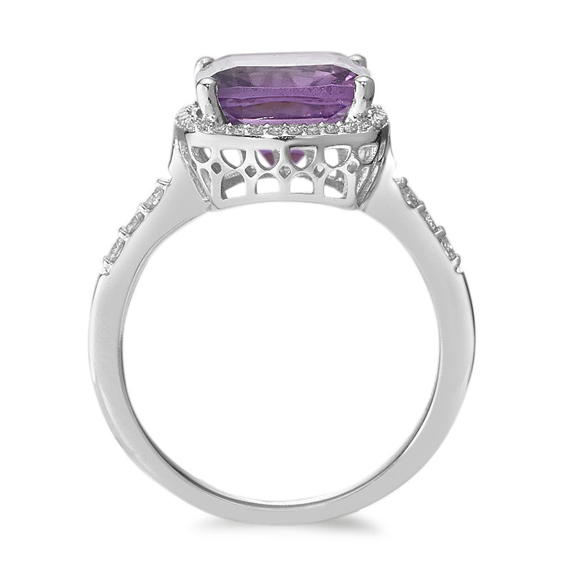 Ring 18k White Gold Amethyst Violet, Diamond White, 0.20 ct, 42 Stones, w-pi3 Ø11 mm