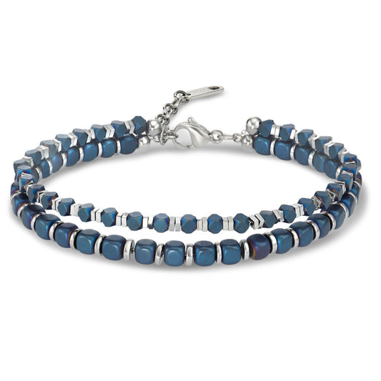 Bracelet Stainless steel Hematite Blue IP coated 19-22 cm