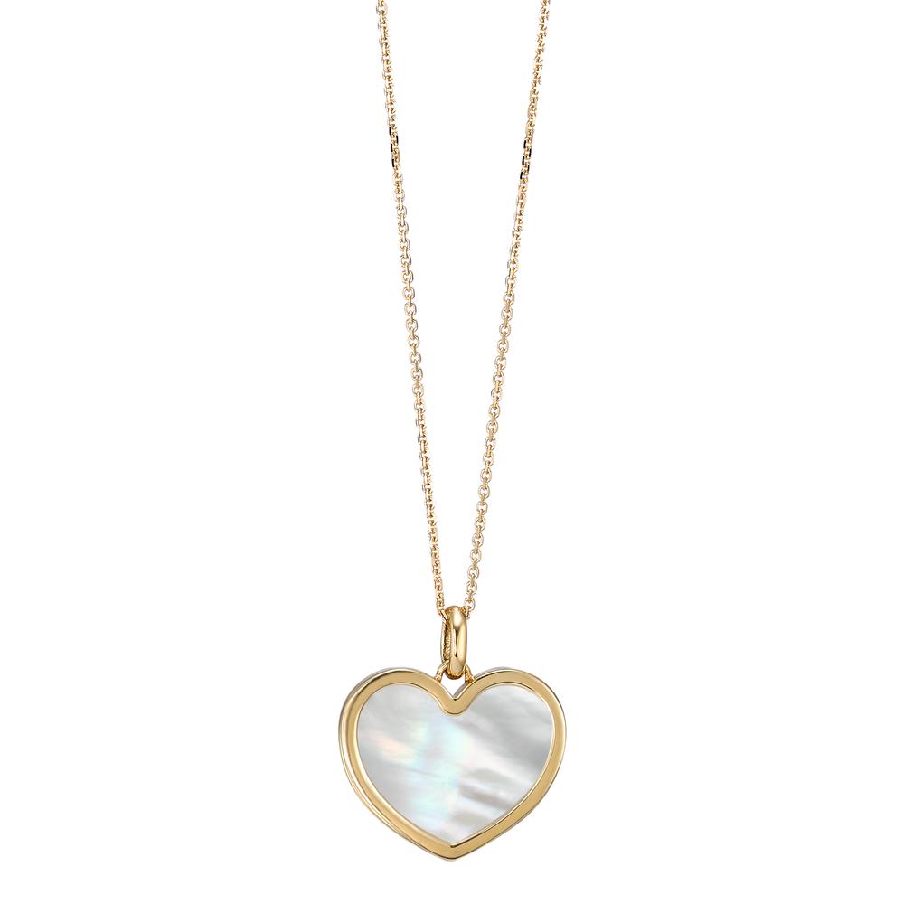 Necklace 18k Yellow Gold Mother of pearl Heart 42 cm Ø15 mm