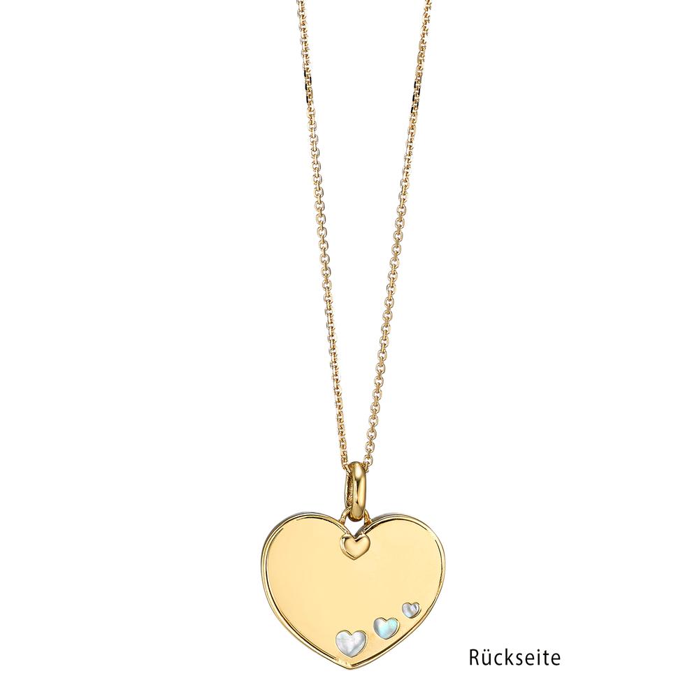Necklace 18k Yellow Gold Mother of pearl Heart 42 cm Ø15 mm