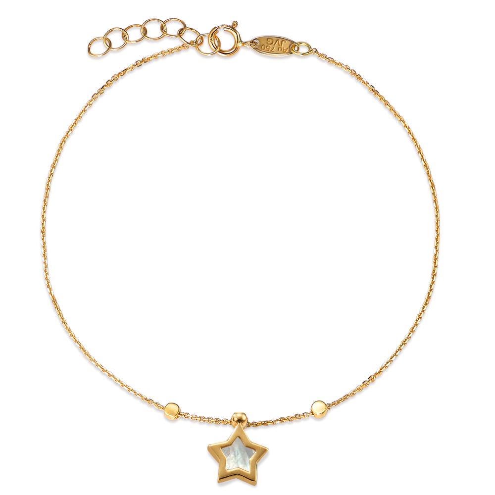 Bracelet 18k Yellow Gold Mother of pearl Star 17-19 cm