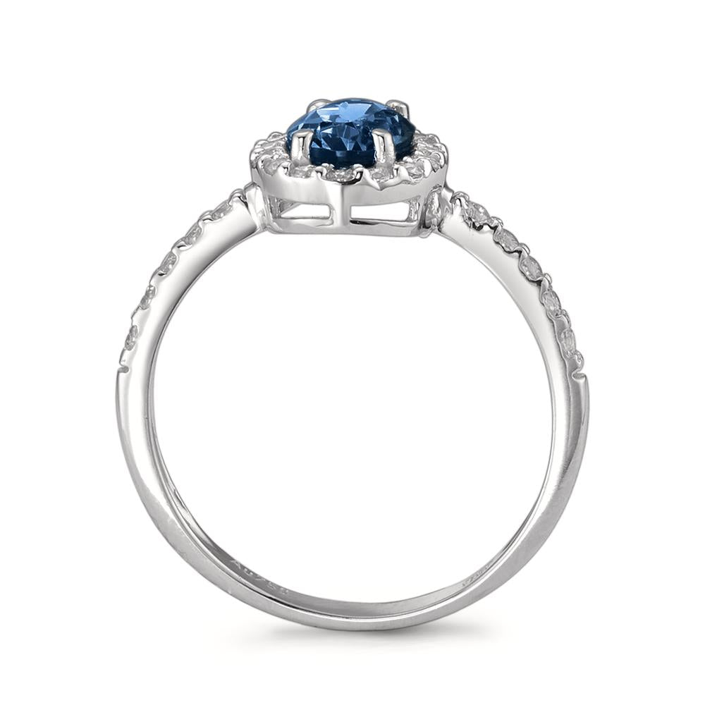 Ring 18k White Gold Zirconia Sapphire blue Ø10 mm