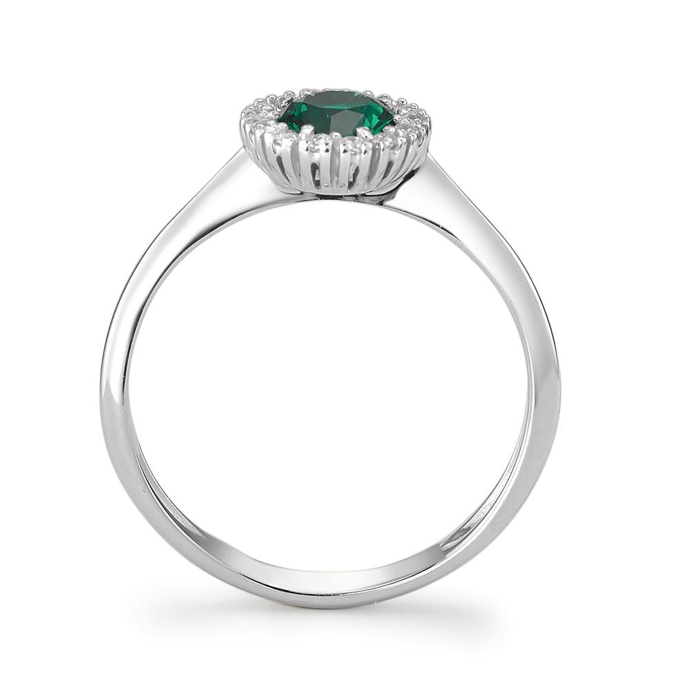 Ring 18k White Gold Zirconia Green Ø7.5 mm