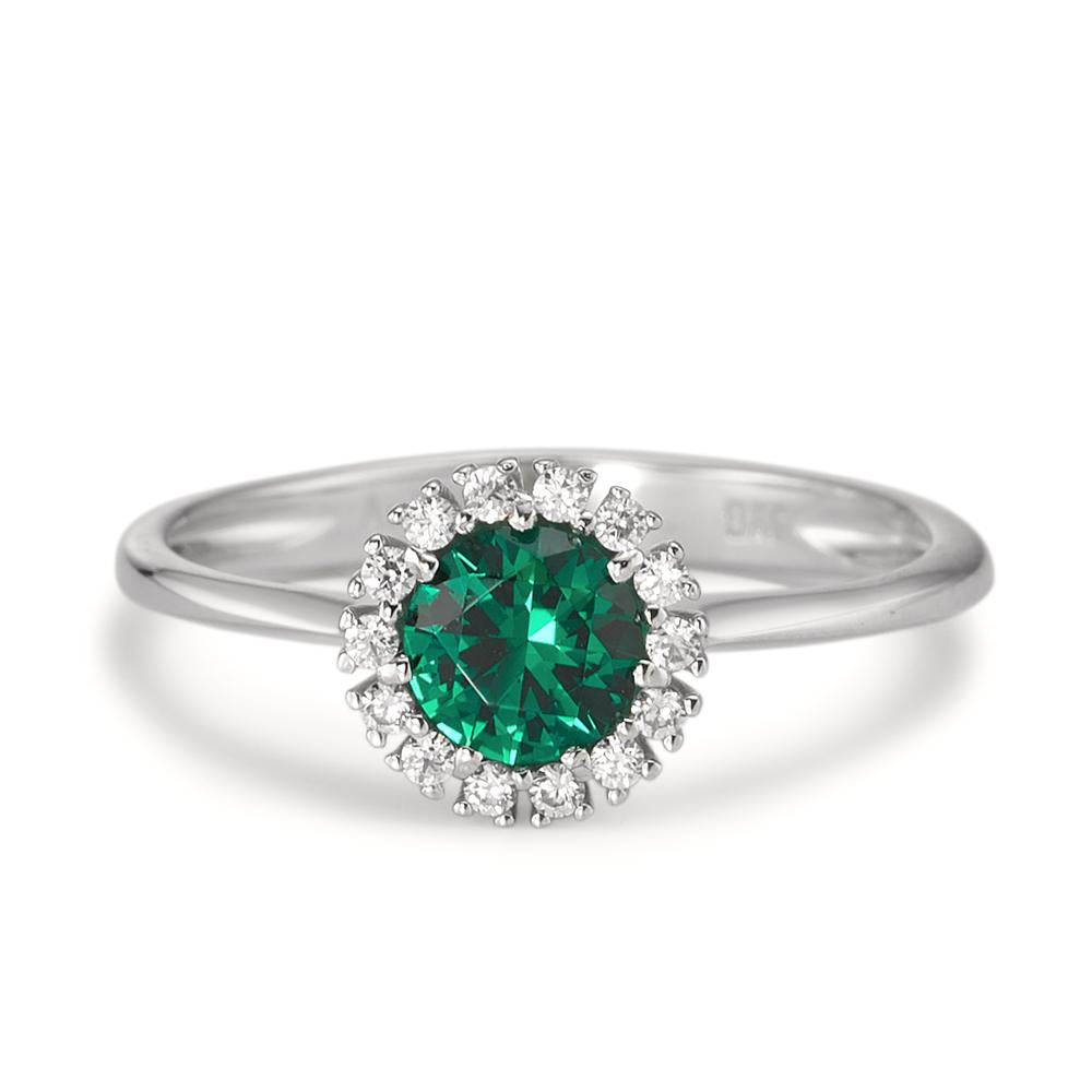 Ring 18k White Gold Zirconia Green Ø7.5 mm