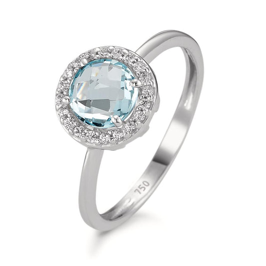 Ring 18k White Gold Topaz Blue Ø9 mm