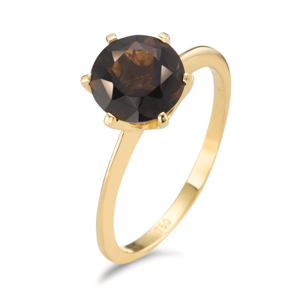 Ring 18k Yellow Gold Smoky quartz Ø8 mm