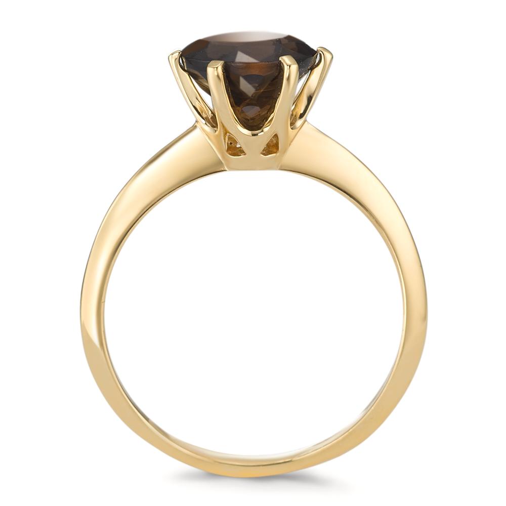 Ring 18k Yellow Gold Smoky quartz Ø8 mm