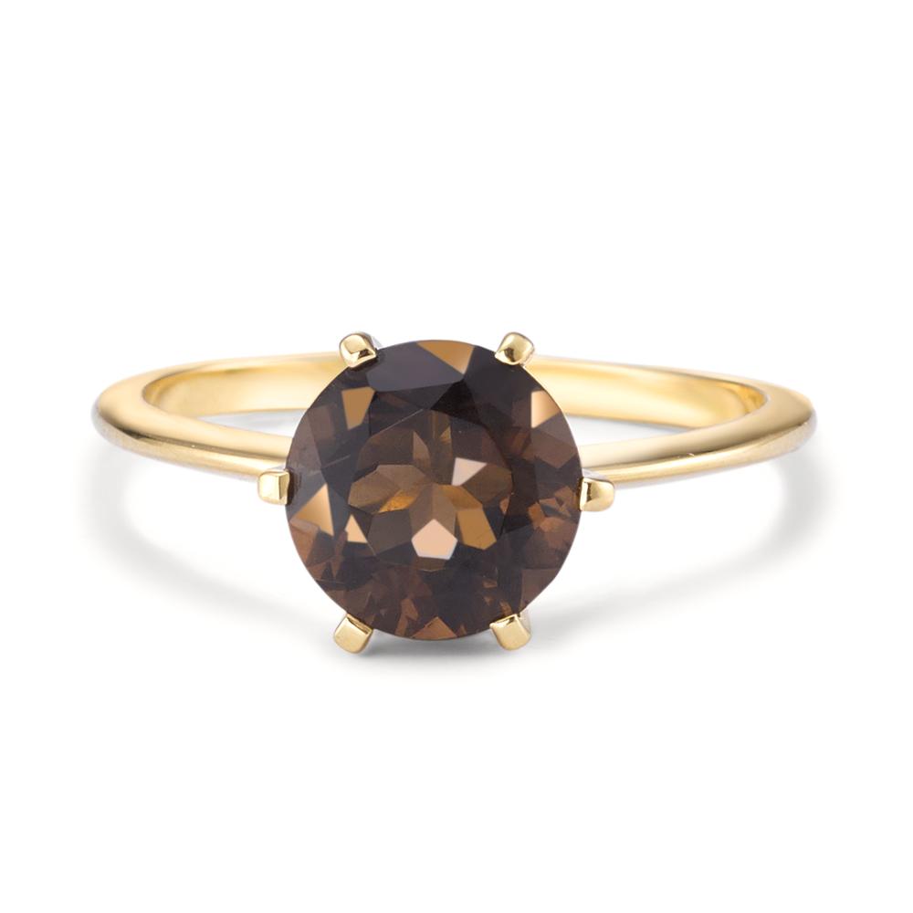 Ring 18k Yellow Gold Smoky quartz Ø8 mm