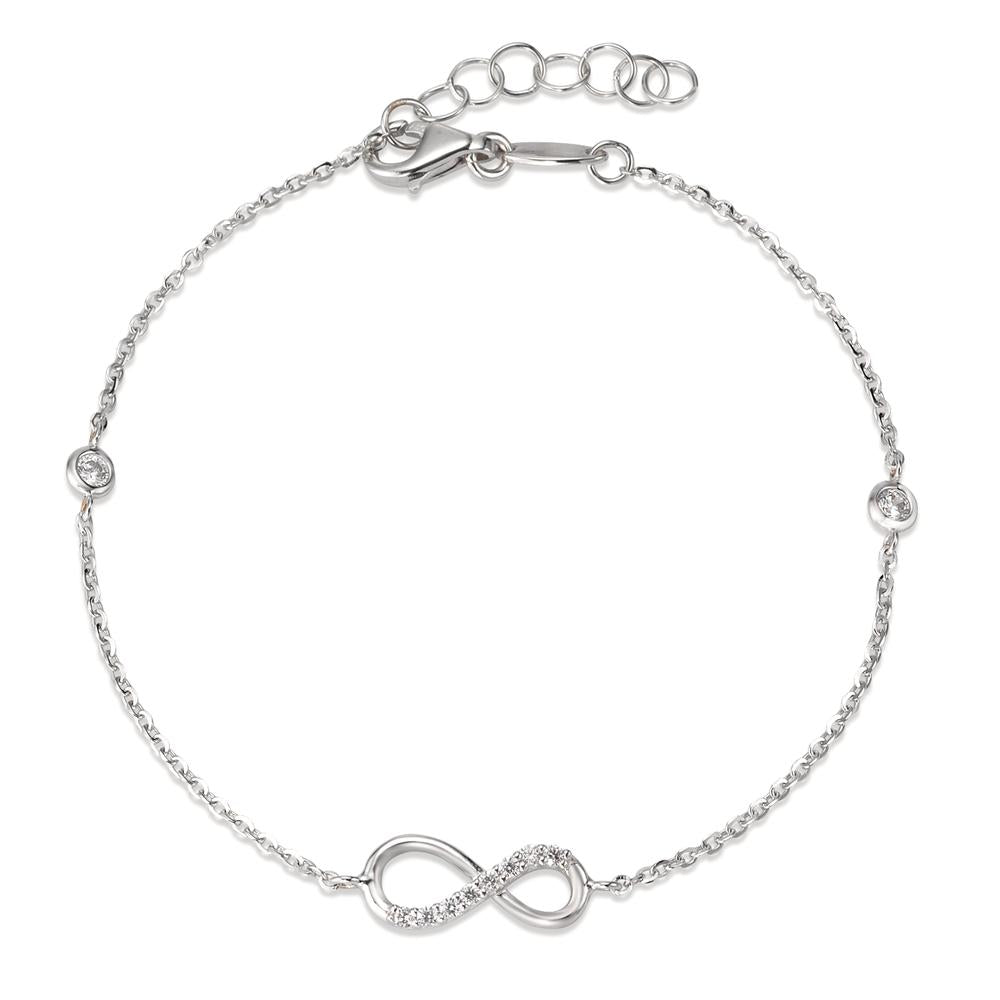 Bracelet 18k White Gold Zirconia 10 Stones Infinity 16.5-18.5 cm