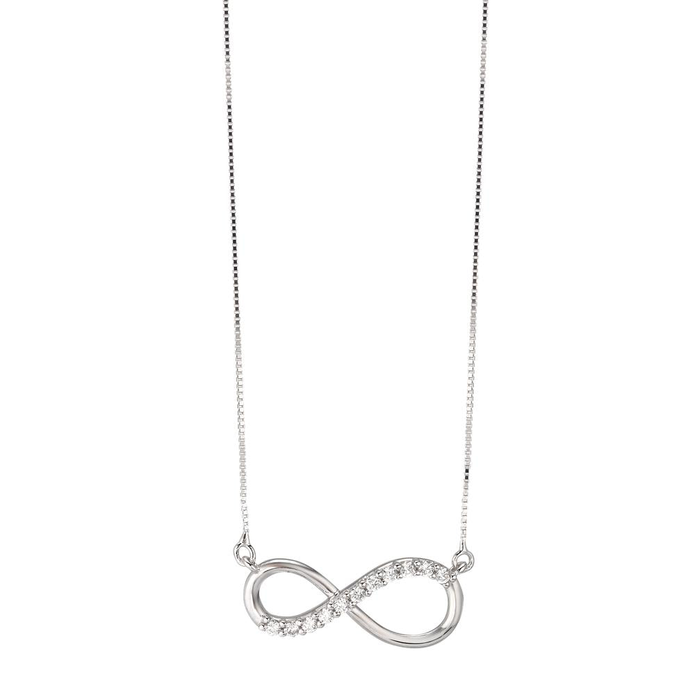 Necklace 18k White Gold Zirconia 11 Stones Infinity 42 cm